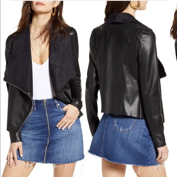 Faux Leather Drape Front Jacket | Poshmark